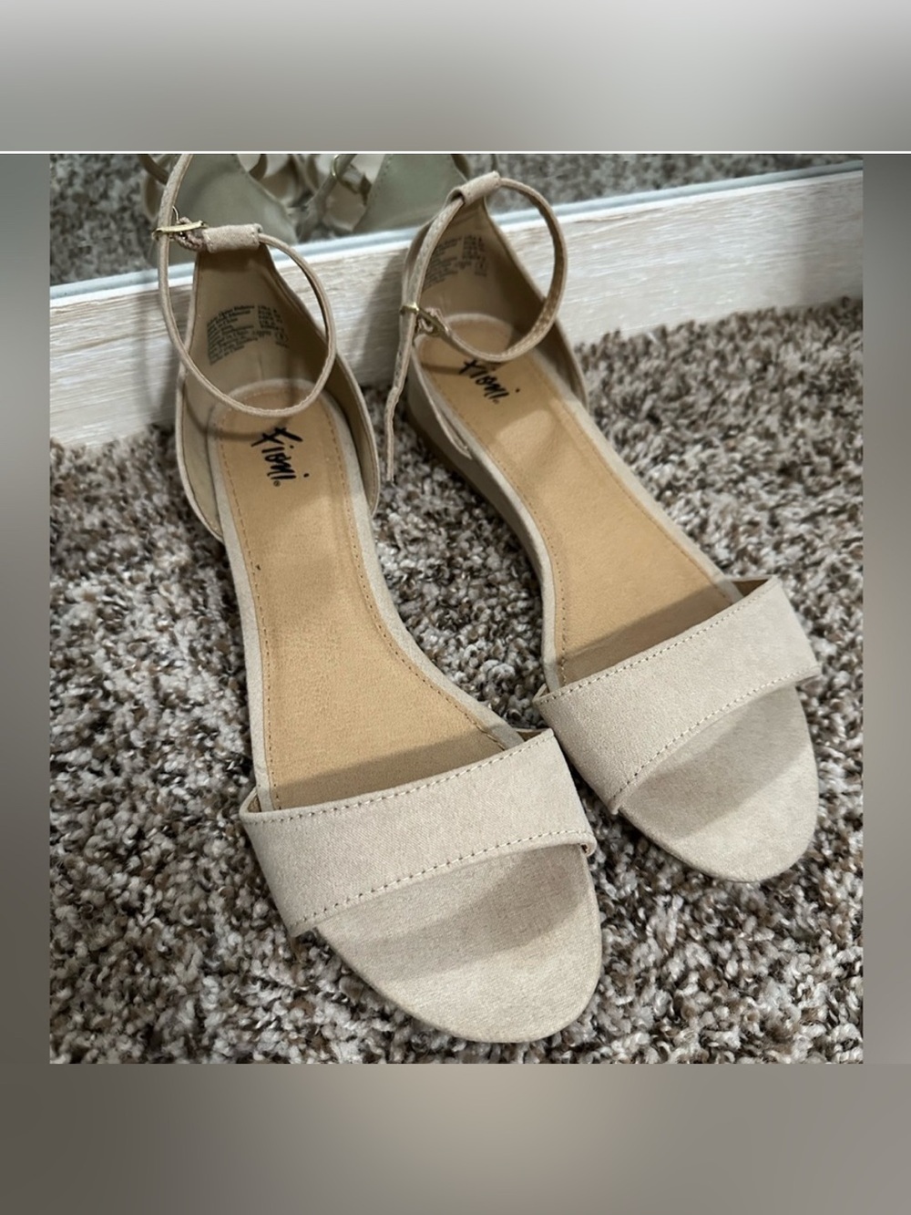 Light Tan Suede Sandals with ankle strap size 8
